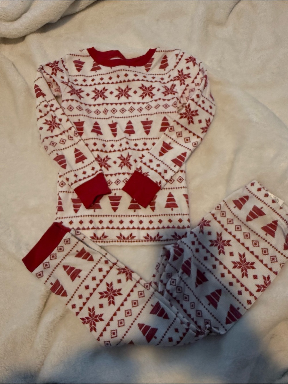 4t Red and White Kids Holiday Pajama Set